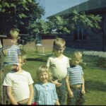 Summer 1961. Two pictures for the price of one. David, Pat, Joe, and Mark standing in our back yard on St. Joe Rd East.