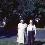 July 1961. My great grandparents Crum. Mable C. Schlosser Crum and Benjamin Oren Crum (92). I think this was taken at their home in Brownsburg, IN. Mable was his second wife. His first wife, Clara Peden Crum, was my grandpa Crum's mother, who died July 7, 1908. Grandpa (Oren) would have been about 13 years old when his mom died.