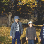 Joe, Mark, and David in Grandma Crum's yard. Fall of 1961.
