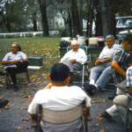 PratherReunionSpeedParkLaborDay1965_5 - Vic Prather, Grandpa (Oren) Crum, Bud(?) Prather, Simon Townsend, Mark Crum (I think)